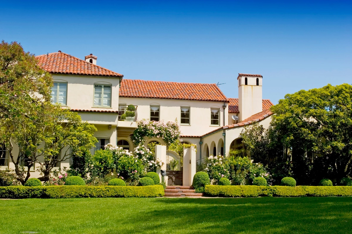 Luxurious house with red tile roof