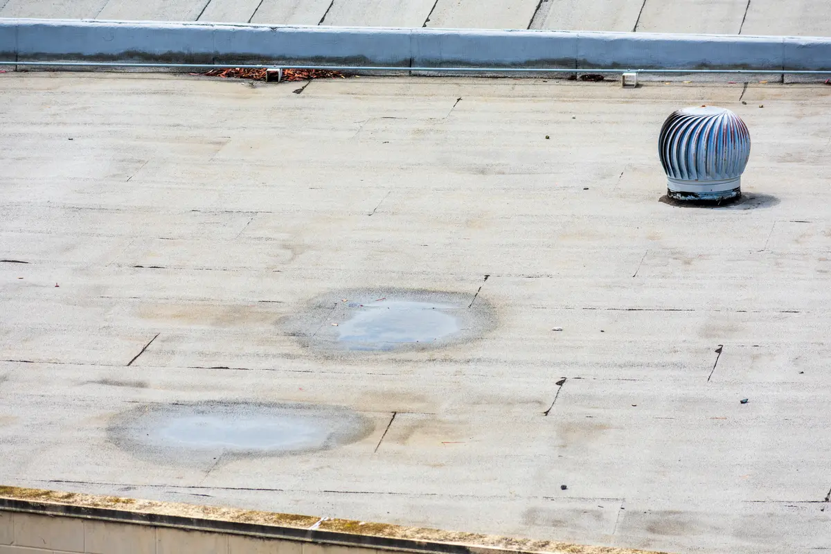 commercial roof water stains
