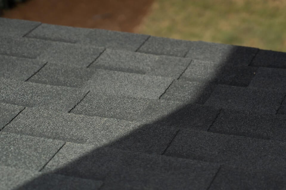 black shingles-close up of black 3 tab shingles