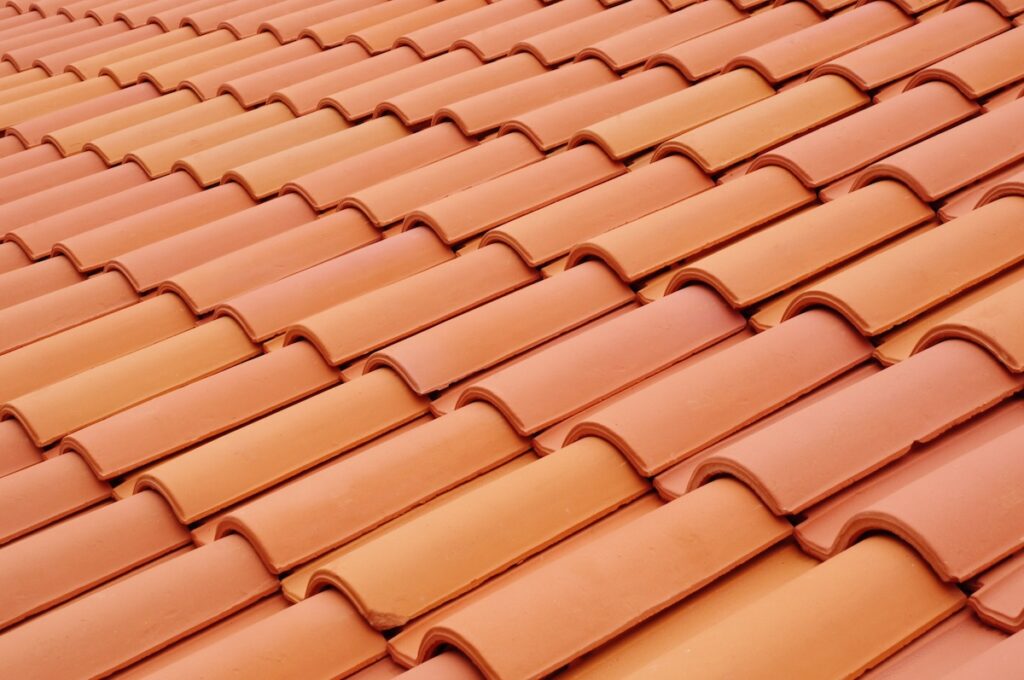 closeup clay tile roof