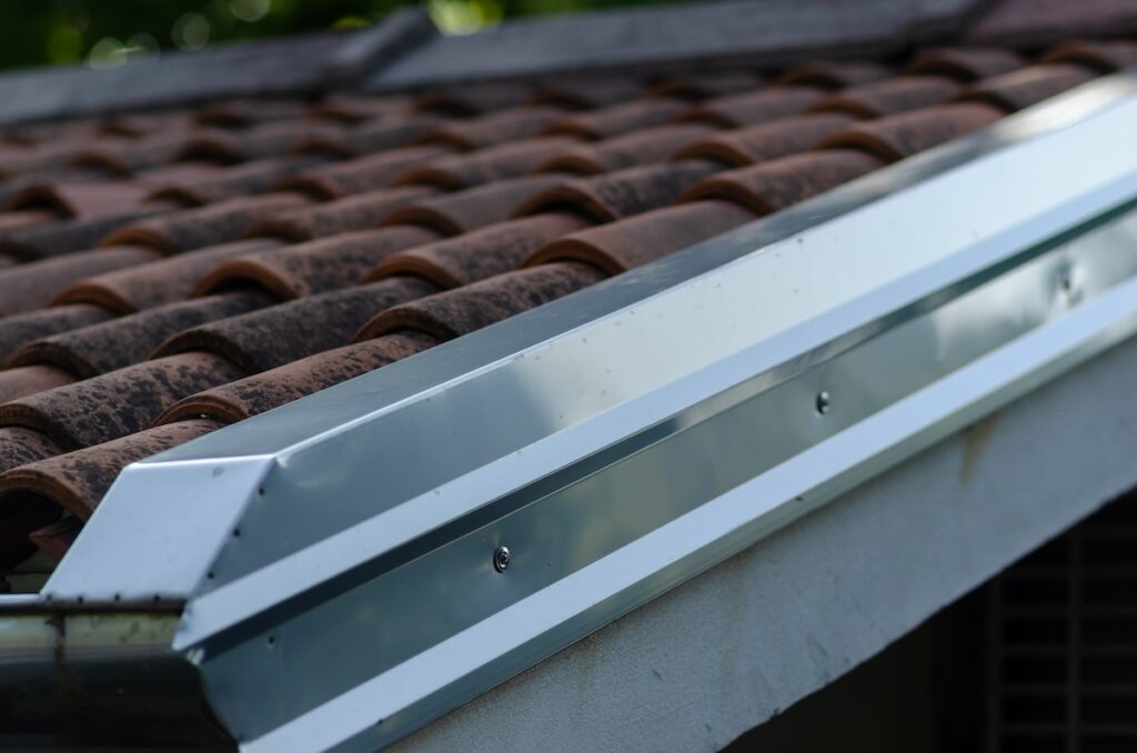closeup of metal roof flashing