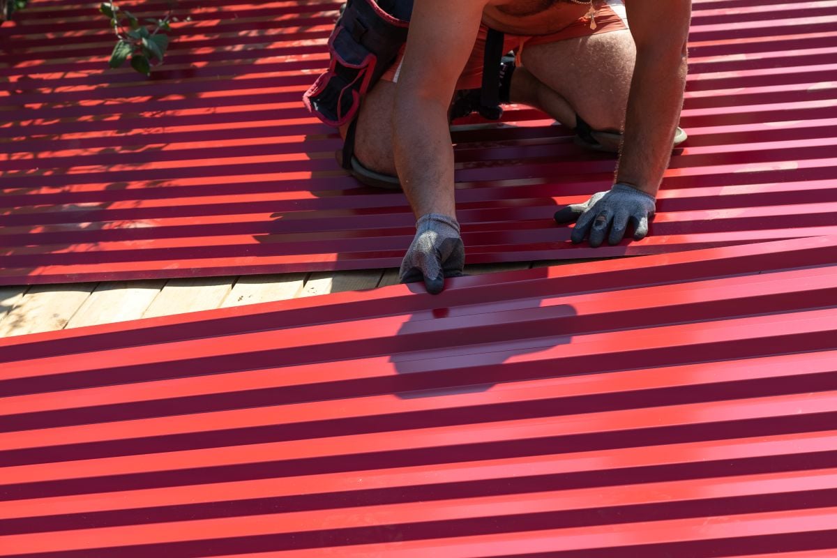 when to replace roof Wesley chapel man replacing red corrugated metal sheet in house
